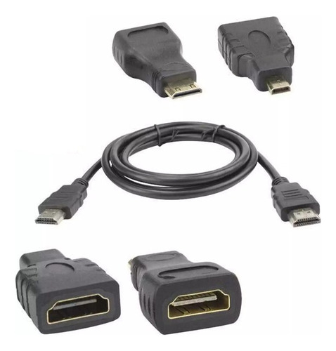 Kit Cabo Hdmi 3x1 - Hdmi/ Mini Hdmi/ Micro Hdmi 1.5m