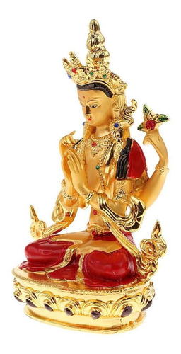 Escultura De Estatua De Buda Sentado De Aleación Tibetana, F