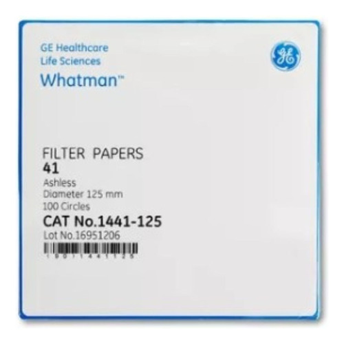 Papel Filtro Cuantitativo # 41 De 125mm Ø Pk/100   Whatman