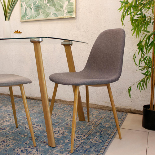 Silla Home Republic Nórdica Gris Estructura de la silla Marrón claro Diseño de la tela Liso