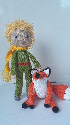 Boneco Pequeno Príncipe E Raposa Infantil Amigurumi Crochê