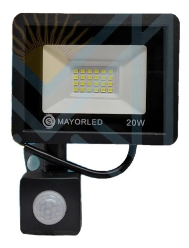 Imagen 1 de 9 de Reflector Led 20w Sensor Movimiento 220 Exterior Ip66 Blanco