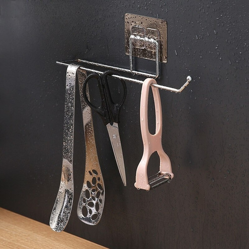 Imagen 8 de 10 de Porta Rollo Papel Toalla De Cocina O Baño Adhesivo A Pared