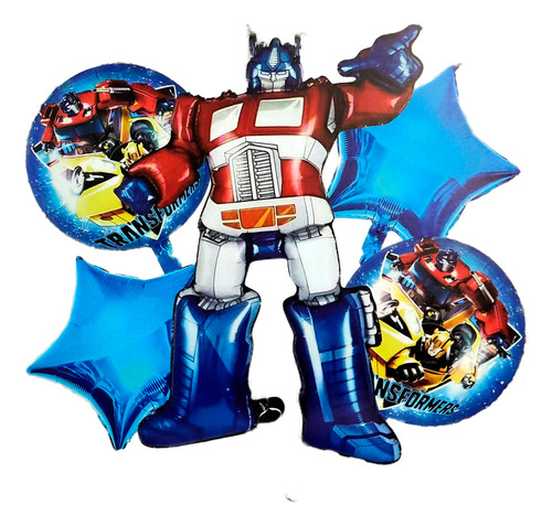 Bouquet Globos Transformers Azul Robot Serie Carros