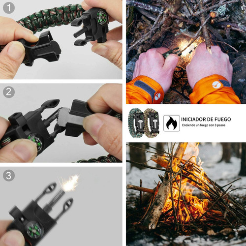 H Pulsera De Supervivencia Paracord, Brazalete Táctico 5 En