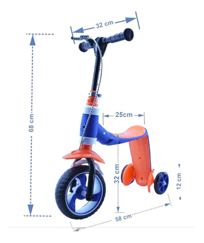 Scooter 2 En 1 - Patineta + Triciclo Balance Con Freno