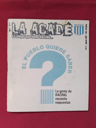 Revista La Acade N° 11 - Agosto 2007 - Racing Banfield