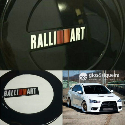 Aplique Com Relevo Ralliart Para Tampa Do Combustível Lancer