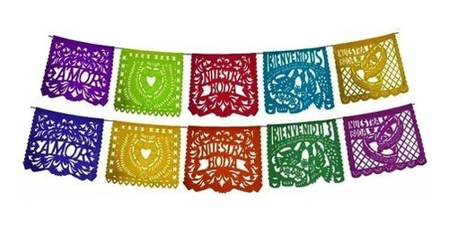 Papel Picado- Enramada Papel Boda Multicolor 10 Pz