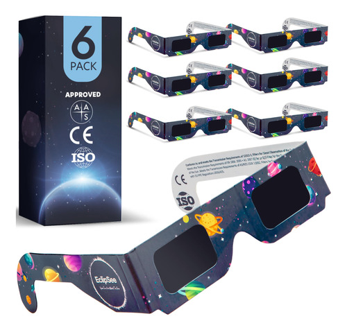 Gafas Para Eclipse Solar Eclipse (paquete De 6) Con Certific