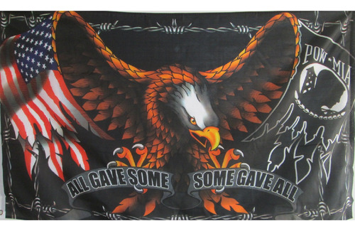 Bandera Usa & Pow  Mia Doble Faz 90cm X150cm Tela Poliester