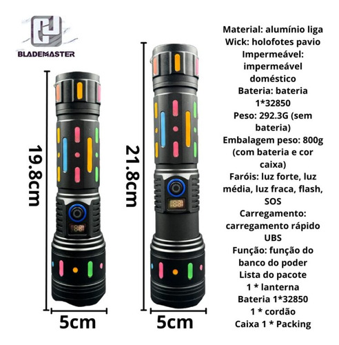 Lanterna Led Gt60 Multifuncional 5000m Super Potente G85