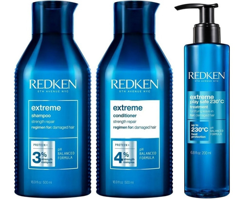 Shampoo 500ml + Condition + Protector Térmico Redken Extreme