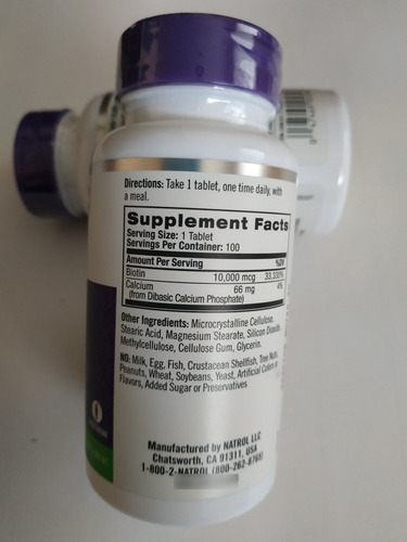 Biotina Natrol 10000 Mcg-oferta-cabellos-uñas-importada