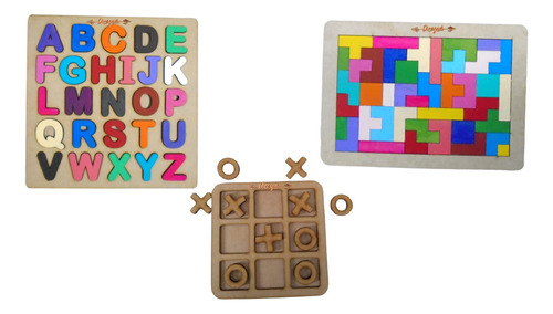 Kit Didáctico Abc Tetris Jgo.gato Para Niños/as Tablero 3pz 