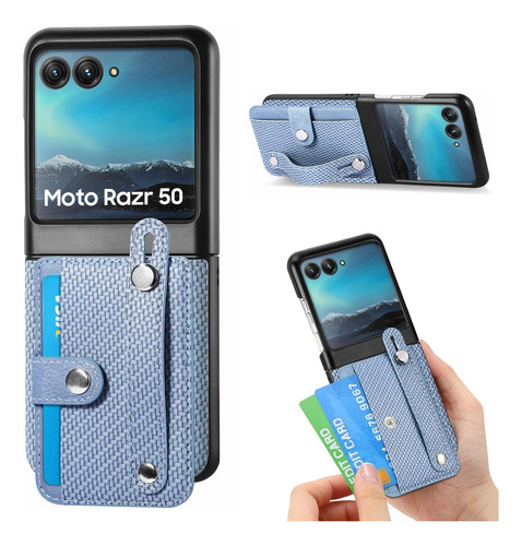 Funda Tipo Cartera Para Motorola Razr 50 Regular 2024 Con Tarjetero Y Pulsera