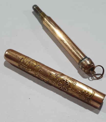 Imagen 2 de 8 de Antiguo Lápiz Retractil Pendant Victoriano Baño Oro 60020