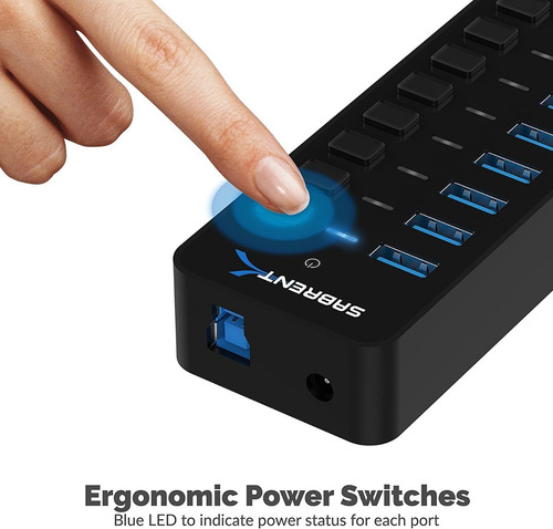 Imagen 2 de 7 de Hub Usb - Sabrent - 10 Port Usb 3.0 Switch On/off Fuente 5a