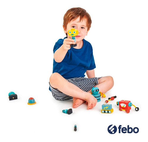 Imagen 3 de 5 de Juguete Robots Tender Leaf Toys Construccion De Madera 17pcs