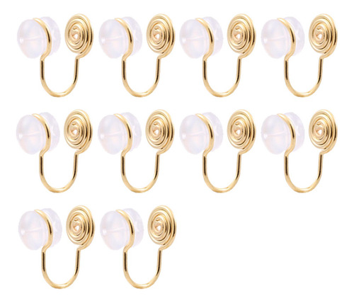 10 Convertidores De Aretes Con Clip No Perforados, Oro