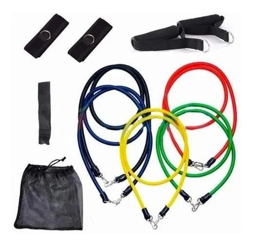 Kit Elástico Extensor 11 Itens Musculação Funcional Em Casa