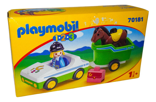 Jueguete Playmobil Coche Zoo Remolque De Caballo Niño Niña