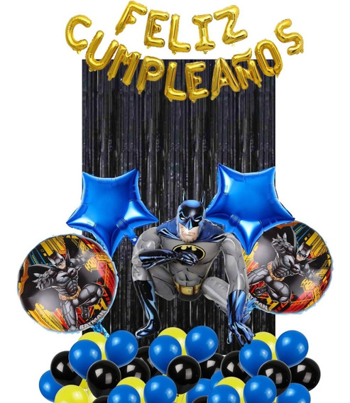  Kit Globos Decoracion Feliz Cumpleaños Fiesta Batman 3d