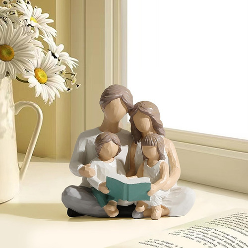 Familia De 4 Figuras De Libros De Lectura, Figuras Pintadas