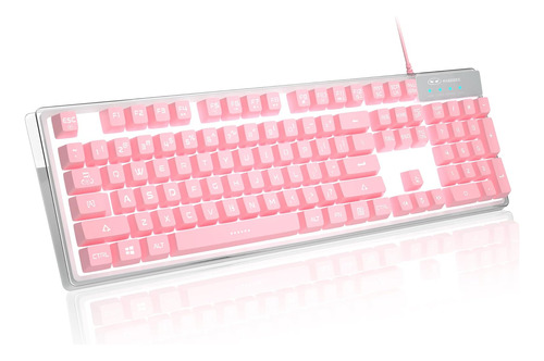 Teclado Mecanico Rosa 104 Teclas Retroiluminado