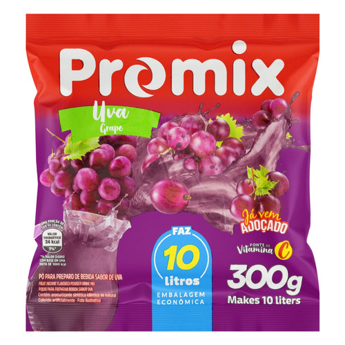 Suco de uva  Promix em pó sem glúten 300 g 