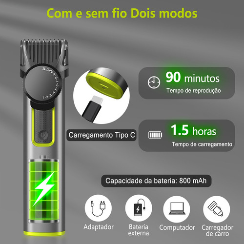 All-in® Barbeador Elétrico Aparador De Barba Cabelos 4 Em 1