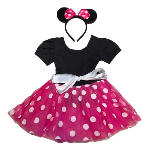 Disfraz Infantil Del Personaje Mimi Mouse (minnie), Color Rosa, Talla 4 A 5 Años (100-110cm). Incluye 2 Pzs.