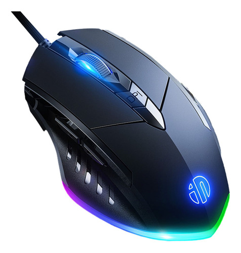 Mouse Silencioso Iluminado Para Jogos Com Fio E Seis Botões Cor Versão Atualizada - Letreiro De 6 Teclas Do Jogo Preto