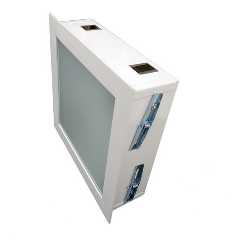 Plafon Embutir Com Vidro Interno Quadrado 20x20 Estrutura Branco