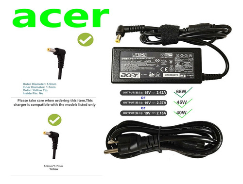 Cargador Para Acer N19c3 45w Conector 5,5mm * 1,7mm