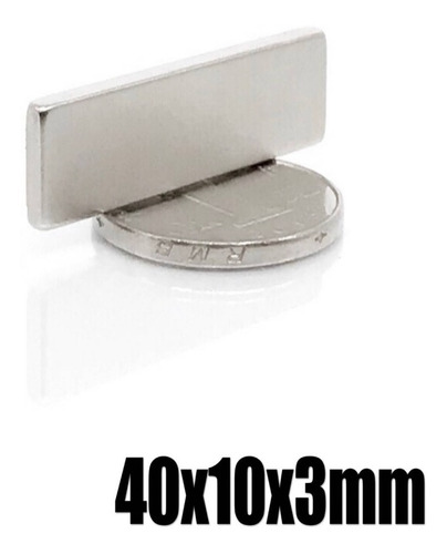 Imagen 1 de 5 de Iman De Neodimio 40mm X 10mm X 3 40x10x3 Rectangular