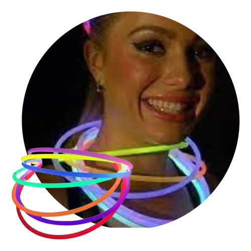 25 Collares De Neon Bicolor Luminosos Quimicos Cotillon
