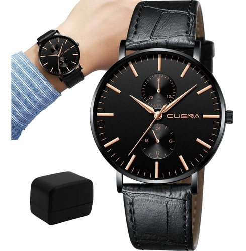 Relógio Masculino Total Black Ultrafino + Caixa