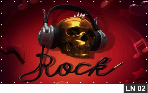 Rock N Roll Painel 2,00x2,00m Lona Festa Banner Aniversário