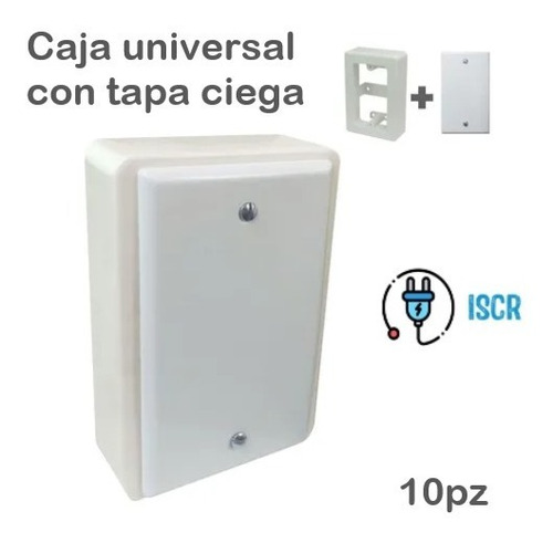 10 Pack Caja Universal Sin Fondo Pvc Con Tapa Ciega Blanca