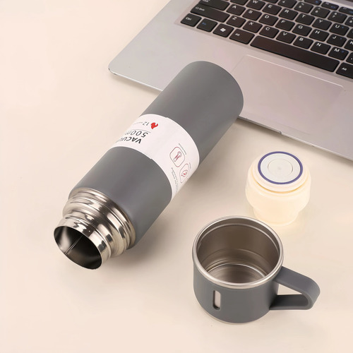 Termo De Acero Inoxidable 500ml Con Vasos Integrados Portáti