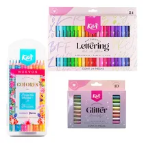 Comprar Kiut 24 Plumones Lettering + Colores C Estuche + Glitter