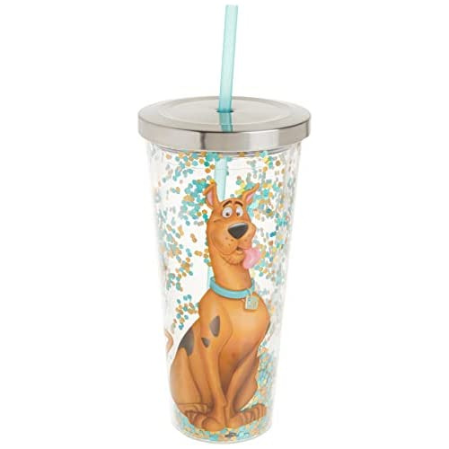 Vaso Purpurina Scooby Doo Pajita.