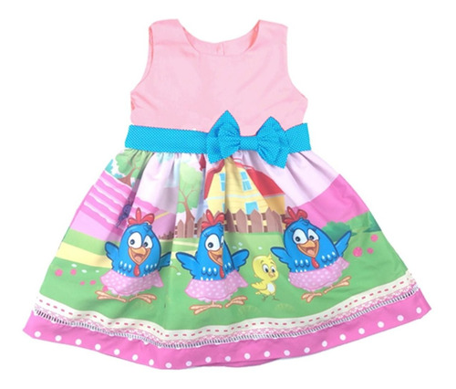 Vestido Galinha Pintadinha Rosa E Azul Festa Infantil