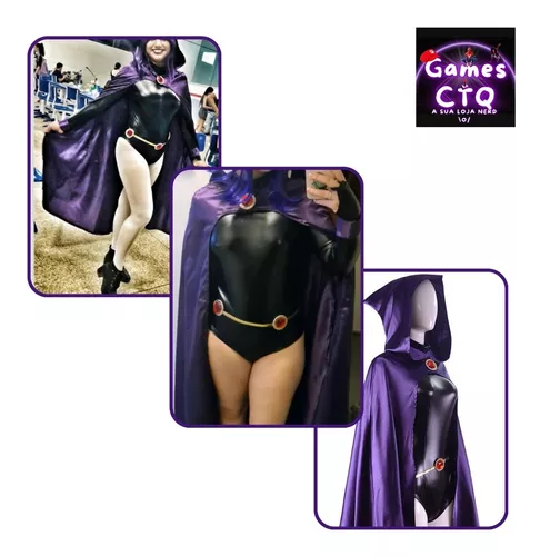 Cosplay Fantasia Ravena Jovens Titãs Teen Raven + Peruca