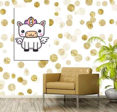 Cuadro 60x90cm Unicornio Kawaii Mitico Cuerno Alas