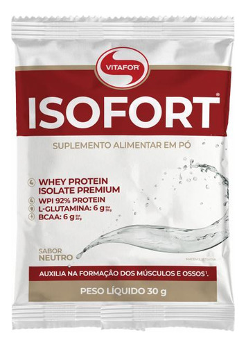 Kit 3x: Isofort Whey Isolado Sabor Neutro Vitafor 30g