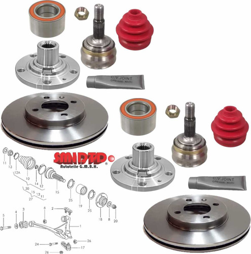 Espigas Rueda Baleros Discos Ventilad Vw Pointer 1.8l 99-10