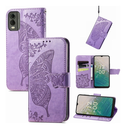 Funda De Piel Con Forma De Mariposa Para Nokia C32