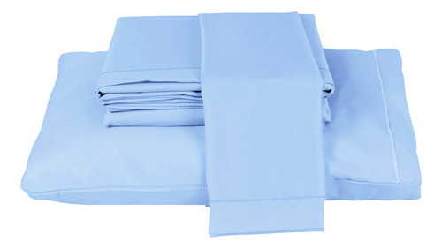 Lençol Cama Box Com Elástico Tamanho Solteiro 400 Fios Azul Cor Azul Bebe Desenho Do Tecido Liso